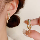 14k Gold-Plated Zircon Snake Hoop Earrings