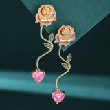 14k Gold-plated Diamond Rose Earrings