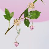 14k Gold-plated Diamond Rose Earrings