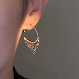 14k Gold-plated Triangular Tassel Threader Earrings