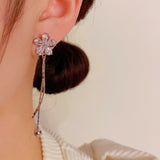 14k Gold-plated Zircon Flower Earrings