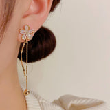 14k Gold-plated Zircon Flower Earrings