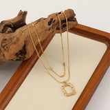 18K Gold-Plated Art Frame Double-Layered Necklaces