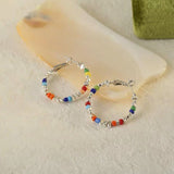 18K Gold-Plated Beads Broken Silver Colorful Earrings