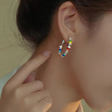 18K Gold-Plated Beads Broken Silver Colorful Earrings