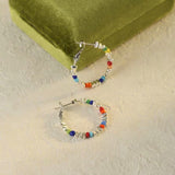 18K Gold-Plated Beads Broken Silver Colorful Earrings