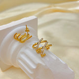 18K Gold-Plated Elegant Double X Studs