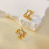 18K Gold-Plated Elegant Double X Studs