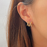 18K Gold-Plated Elegant Double X Studs