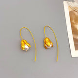 18K Gold-Plated Flower Artificial Pearl Threader Earrings