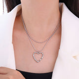 18K Gold-Plated Heart-Design Double-Layer Clavicle Chain Necklaces