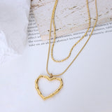 18K Gold-Plated Heart-Design Double-Layer Clavicle Chain Necklaces