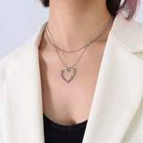 18K Gold-Plated Heart-Design Double-Layer Clavicle Chain Necklaces