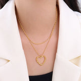 18K Gold-Plated Heart-Design Double-Layer Clavicle Chain Necklaces