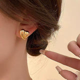 18K Gold-Plated Heart-Design Stud Earrings