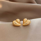 18K Gold-Plated Heart-Design Stud Earrings