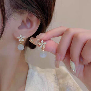 18K Gold-Plated Opal Flower Earrings