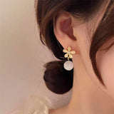 18K Gold-Plated Opal Flower Earrings