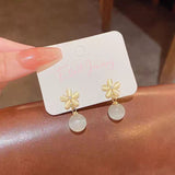 18K Gold-Plated Opal Flower Earrings