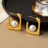 18K Gold-Plated Square Bead Earrings