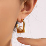 18K Gold-Plated Square Bead Earrings