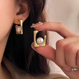 18K Gold-Plated Square Bead Earrings