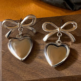 18K Gold-plated Bow Heart-Design Earrings