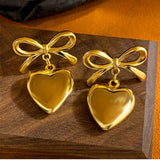 18K Gold-plated Bow Heart-Design Earrings