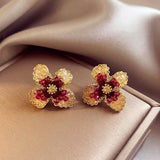 18K Gold-plated Crystal Camellia Earrings