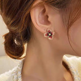 18K Gold-plated Crystal Camellia Earrings