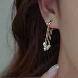 18K Gold-plated Elegant Pearl Tassel Earrings