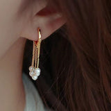 18K Gold-plated Elegant Pearl Tassel Earrings