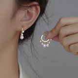 18K Gold-plated Elegant Six Pearl Earrings