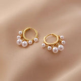 18K Gold-plated Elegant Six Pearl Earrings