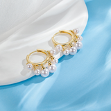 18K Gold-plated Elegant Six Pearl Earrings