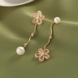 18K Gold-plated Elegant Super Fairy Sweet Flower Pearl Earrings