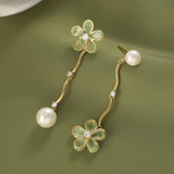 18K Gold-plated Elegant Super Fairy Sweet Flower Pearl Earrings