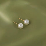 18K Gold-plated Elegant Zircon Rose Lacquered Pearl Earrings