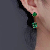 18K Gold-plated Emerald And Zircon Earrings