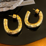 18K Gold-plated Letter Twisted C Shape Earrings