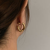 18K Gold-plated Letter Twisted C Shape Earrings