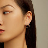 14K Gold-plated Multi-Layered Zircon Stud Earrings