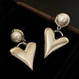 18K Gold-plated Pearl Heart-Design Earrings