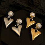 18K Gold-plated Pearl Heart-Design Earrings