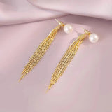 18K Gold-plated Pearl Tassel Earrings