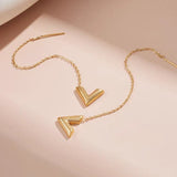 18K Gold-plated V Letter Threader Earrings