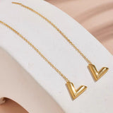 18K Gold-plated V Letter Threader Earrings