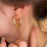 18K Gold-plated Vintage Circle C-Shaped Design Earrings