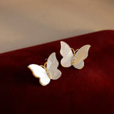 18K Gold-plated White Mother-Of-Pearl Butterfly Earrings