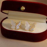 18K Gold-plated White Mother-Of-Pearl Butterfly Earrings